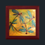 Dragonfly Haze Jewelry Box<br><div class="desc">Gorgeous metallic colored dragonflies on a gold washed background. From my original dragonfly artwork.
LyndseyART</div>