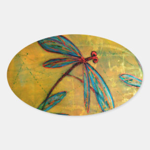 Dragonfly Haze Oval Sticker