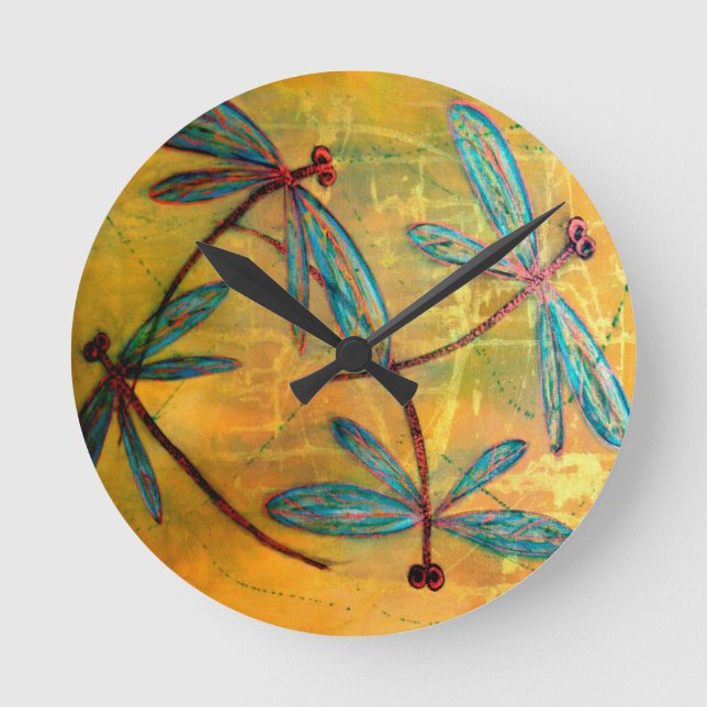 Dragonfly Haze Round Clock (Front)