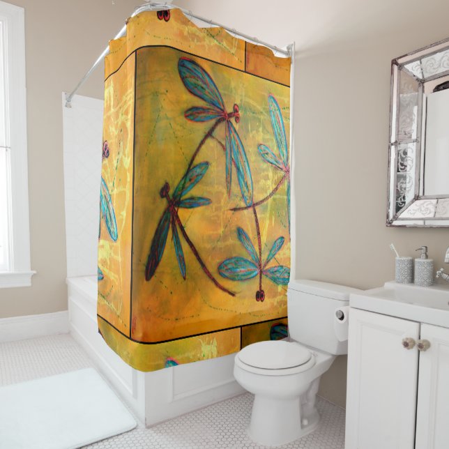 Dragonfly Haze Shower Curtain (In Situ)