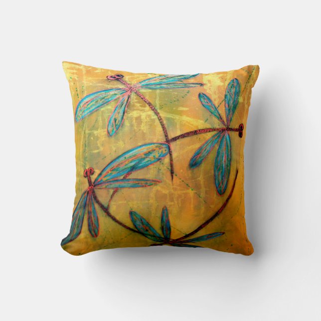 Dragonfly Haze Throw Pillow (Front)