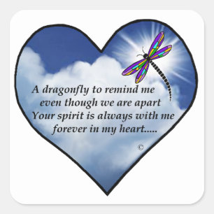 Dragonfly Heart Poem Square Sticker