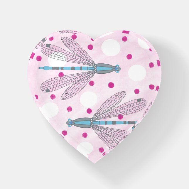Dragonfly Heart Shape Paperweight (Front)