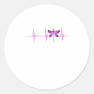 Dragonfly Heartbeat EKG Pulse Nature Insect Dragon Classic Round Sticker