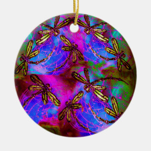 Dragonfly Hippy Flit Ceramic Ornament