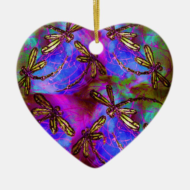 Dragonfly Hippy Flit Ceramic Ornament (Front)