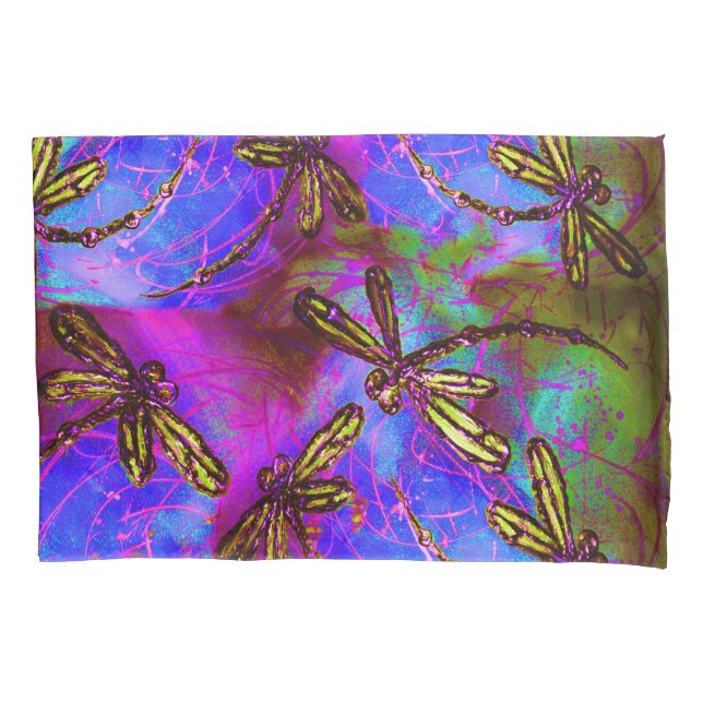 Dragonfly Hippy Flit Pillow Case (Front)