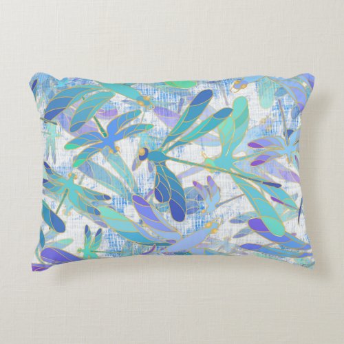 Dragonfly Holiday  White Accent Pillow