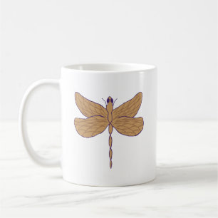 Dragonfly Illustration Purple and Tan Coffee Mug