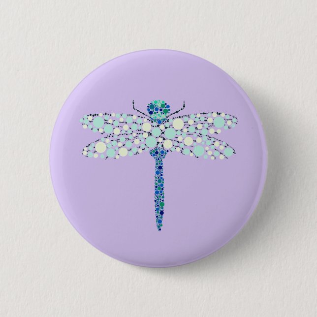 Dragonfly In Dots Button (Front)