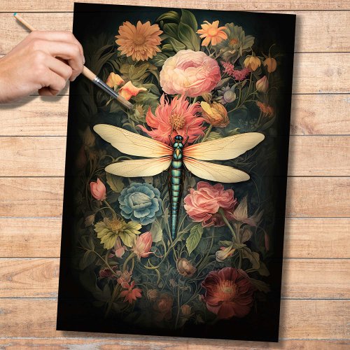 Dragonfly in Florals 1 Decoupage Paper