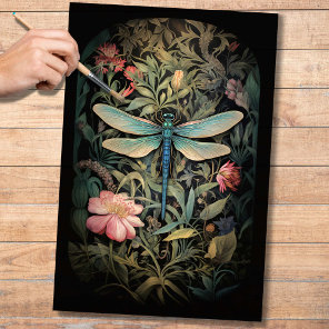Dragonfly in Florals 3 Decoupage Paper