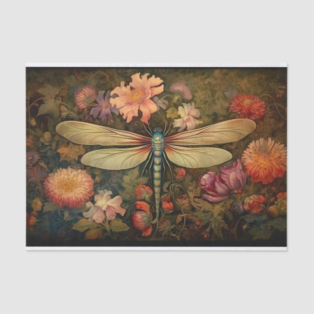 Dragonfly in Florals 7 Decoupage Paper (Front)