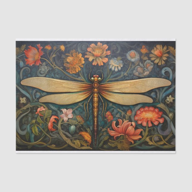 Dragonfly in Florals 8 Decoupage Paper (Front)