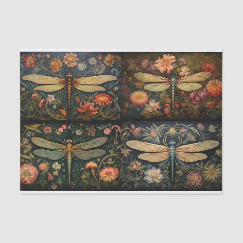 Dragonfly in Florals Collage 1 Decoupage Paper