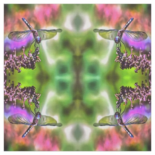 Dragonfly In Green and Blue Realistic Painting Fabric