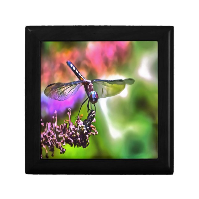 Dragonfly In Green and Blue Realistic Painting Jewelry Box (Front)