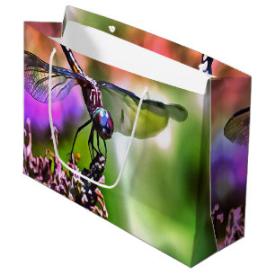 Dragonfly In Green and Blue Realistic Painting Large Gift Bag
