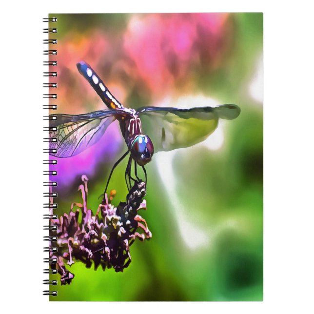 Dragonfly In Green and Blue Realistic Painting Notebook (Front)