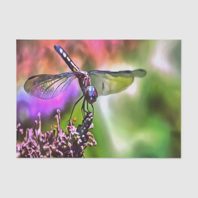 Dragonfly In Green and Blue Realistic Painting Tissue Paper (Front)