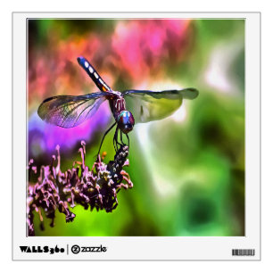 Dragonfly In Green and Blue Realistic Painting Wall Sticker