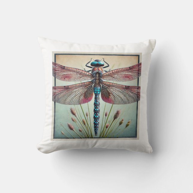 Dragonfly in Natural Harmony 010924IREF231 - Water Throw Pillow (Front)