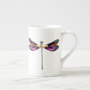 Dragonfly in Silver, Gold, Purple and Black Bone China Mug