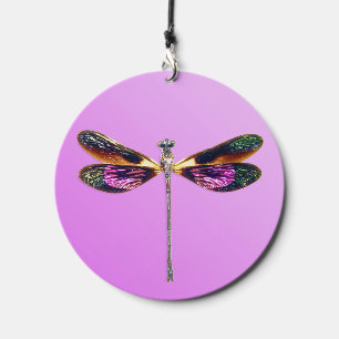 Dragonfly in Silver, Gold, Purple and Black Wind Chime