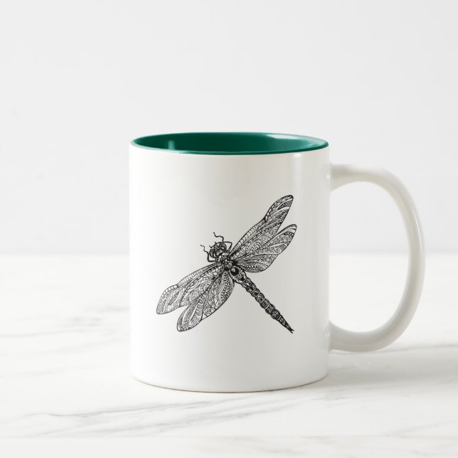 Dragonfly In Style Two-Tone Coffee Mug (Right)