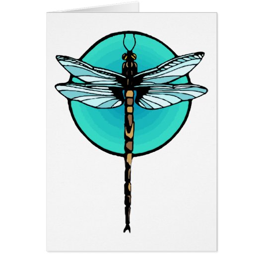 Dragonfly in Turquoise Circle Cards (Front)