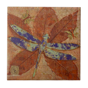Dragonfly In Violet Ceramic Tile