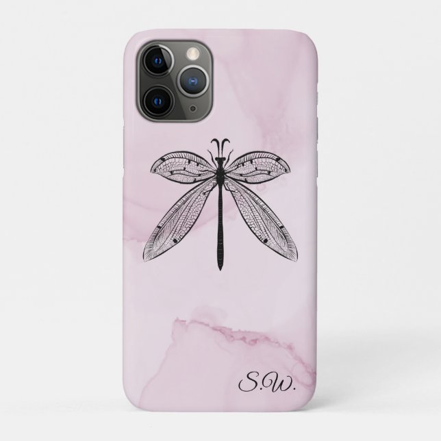Dragonfly Insect Lover Pink Monogram Case-Mate iPhone Case (Back)