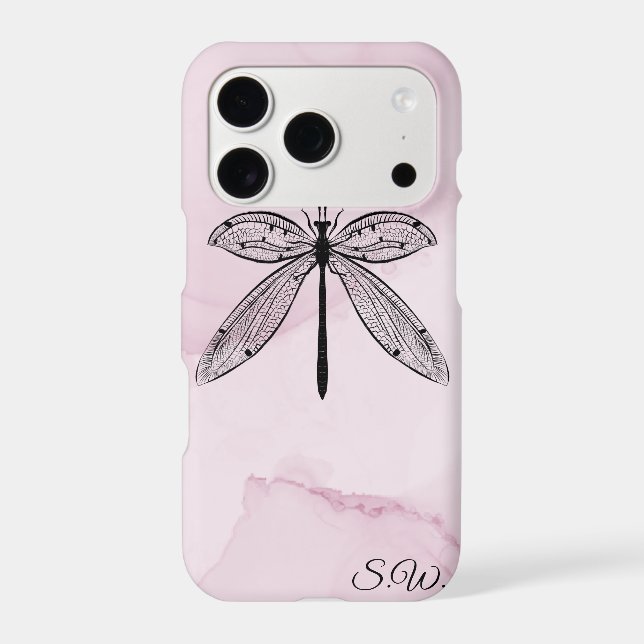 Dragonfly Insect Lover Pink Monogram Iphone Case (Back)