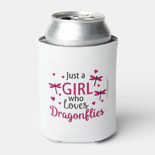 Dragonfly Just A Girl Who Loves Dragonflies T-Shir Can Cooler (Can Front)