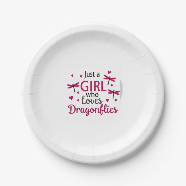 Dragonfly Just A Girl Who Loves Dragonflies T-Shir Paper Plates (Front)