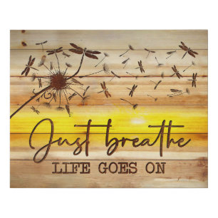 Dragonfly Just Breathe Motivational Faux Canvas Print