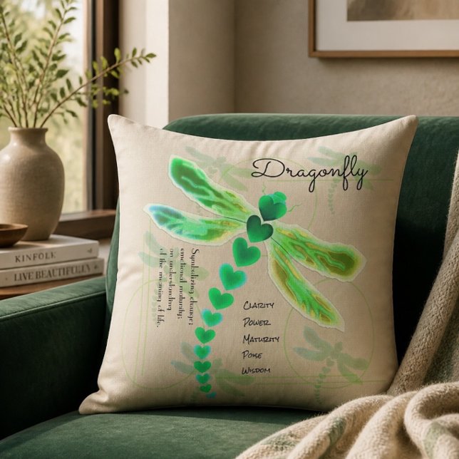 Dragonfly | Khaki 20"x20" Throw Pillow (Creator Uploaded)
