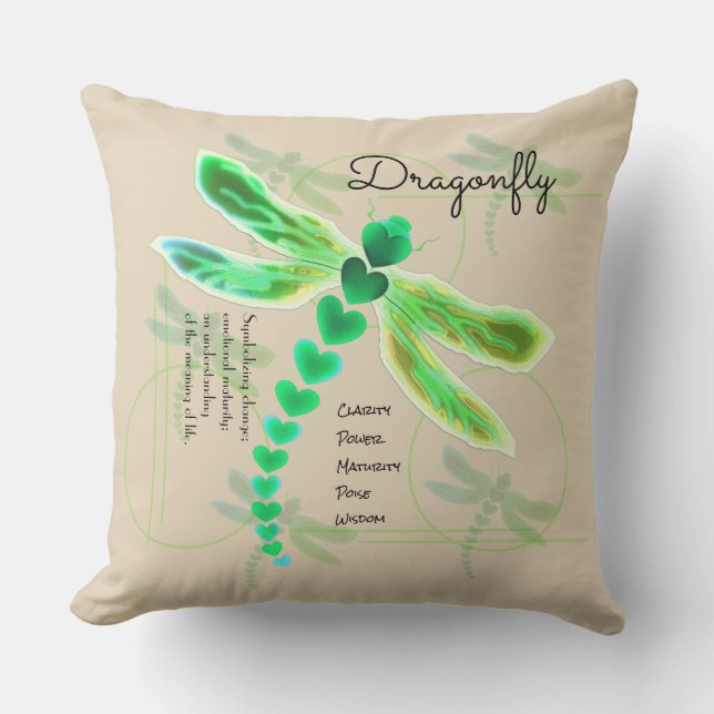 Dragonfly | Khaki 20"x20" Throw Pillow (Front)