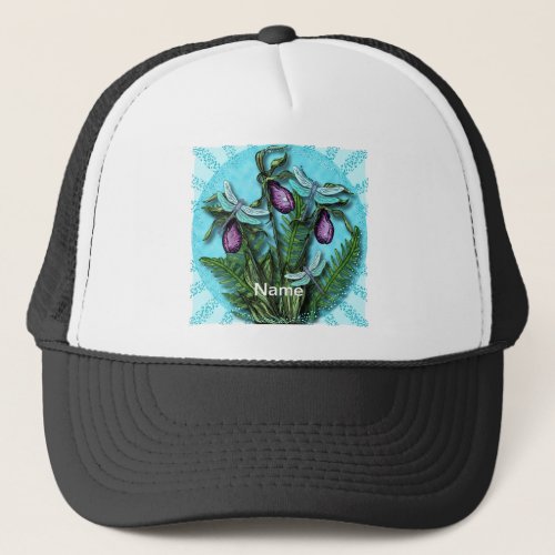 Dragonfly Ladyslipper custom name Trucker Hat