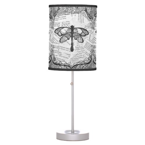 Dragonfly Lamp Black and White