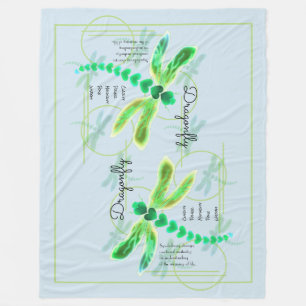 Dragonfly Light Blue Fleece Blanket
