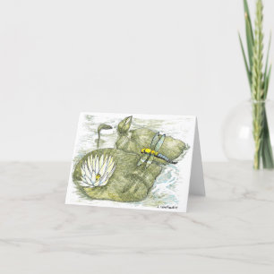 Dragonfly & Lily Pad Color Folded Greeting Card
