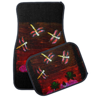 Dragonfly Lily Pond Abstract Art Car Mat