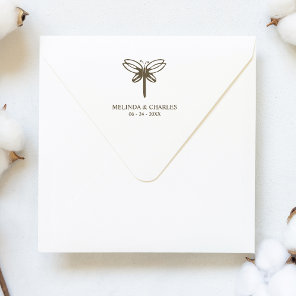 Dragonfly Logo  for Wedding or Event Rubber Stamp