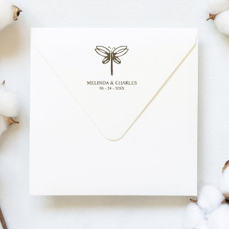 Dragonfly Logo  for Wedding or Event Rubber Stamp