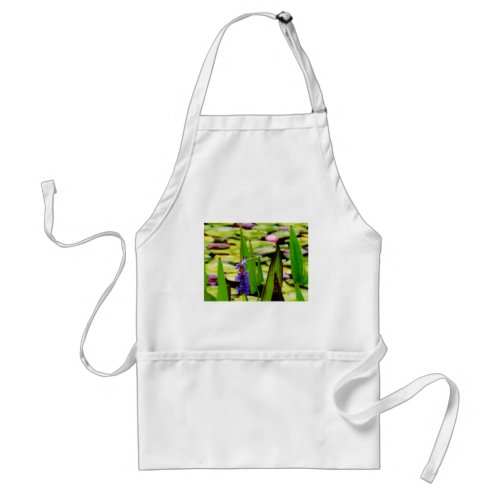 Dragonfly lotus and purple flower adult apron