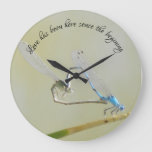 Dragonfly Love Large Clock at Zazzle
