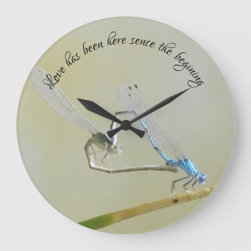 Dragonfly love large clock