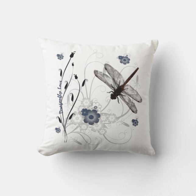 Dragonfly Love Throw Pillow (Front)