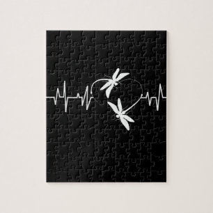 Dragonfly Lover Gift  Funny Dragonfly Heartbeat Jigsaw Puzzle